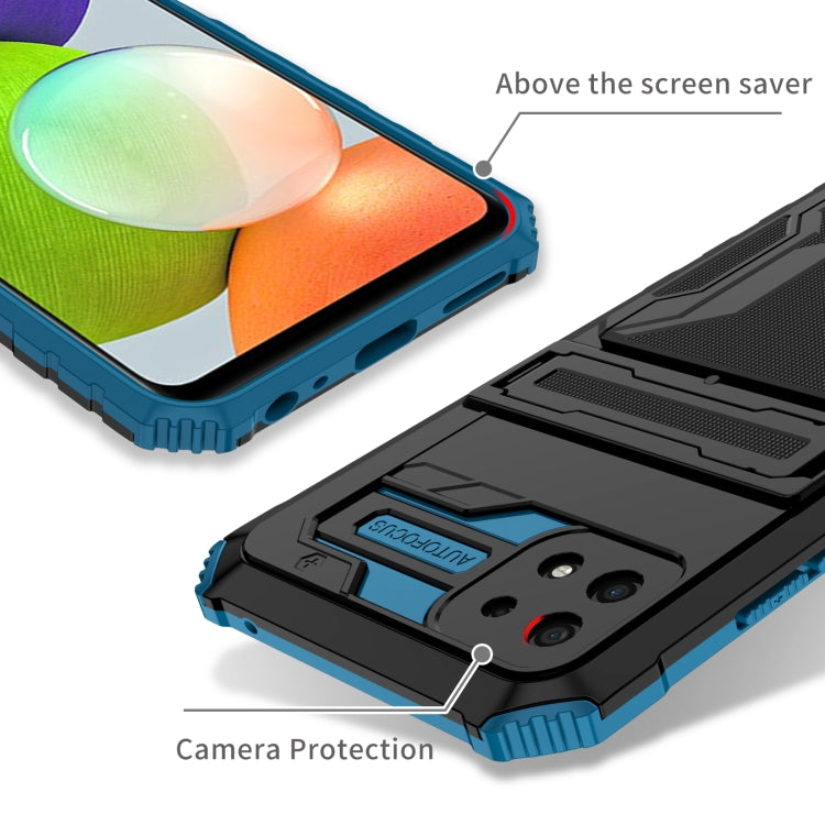 For Samsung Galaxy A22 5G Armor Card PC + TPU Shockproof Case with Card Slot & Invisible Holder