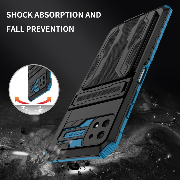 For Samsung Galaxy A22 5G Armor Card PC + TPU Shockproof Case with Card Slot & Invisible Holder