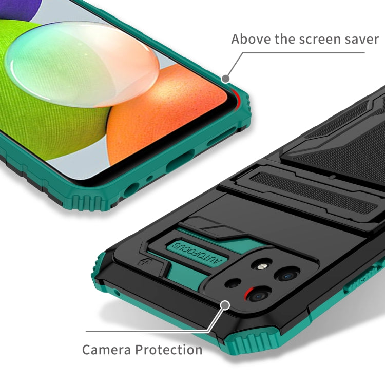 For Samsung Galaxy A22 5G Armor Card PC + TPU Shockproof Case with Card Slot & Invisible Holder