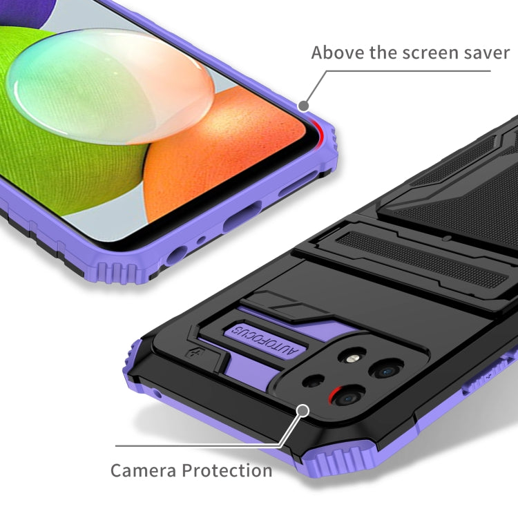 For Samsung Galaxy A22 5G Armor Card PC + TPU Shockproof Case with Card Slot & Invisible Holder