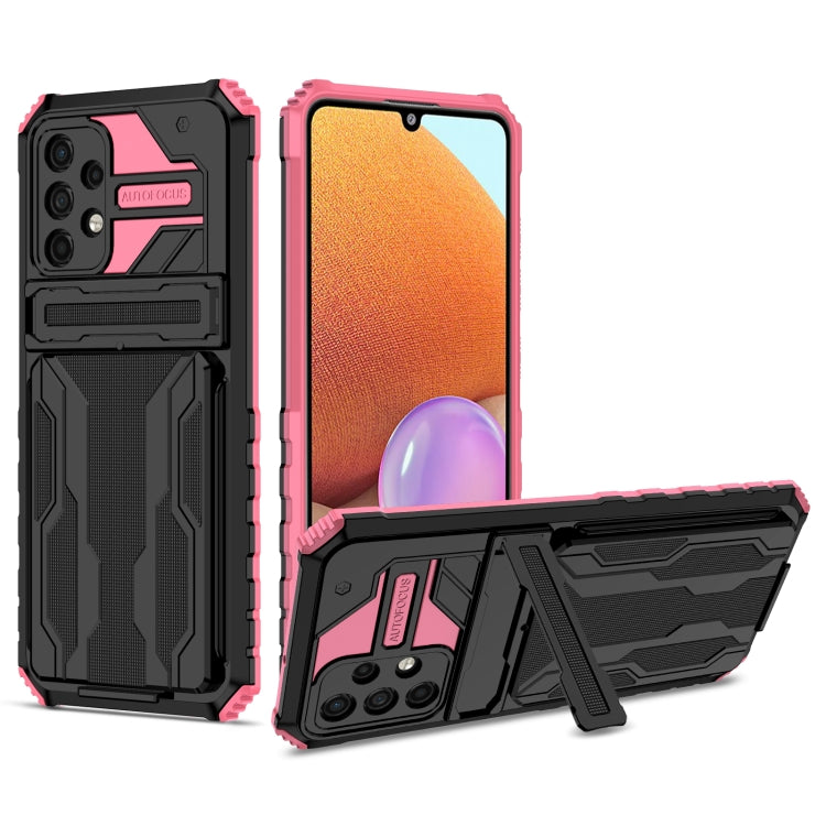 For Samsung Galaxy A32 4G Armor Card PC + TPU Shockproof Case with Card Slot & Invisible Holder