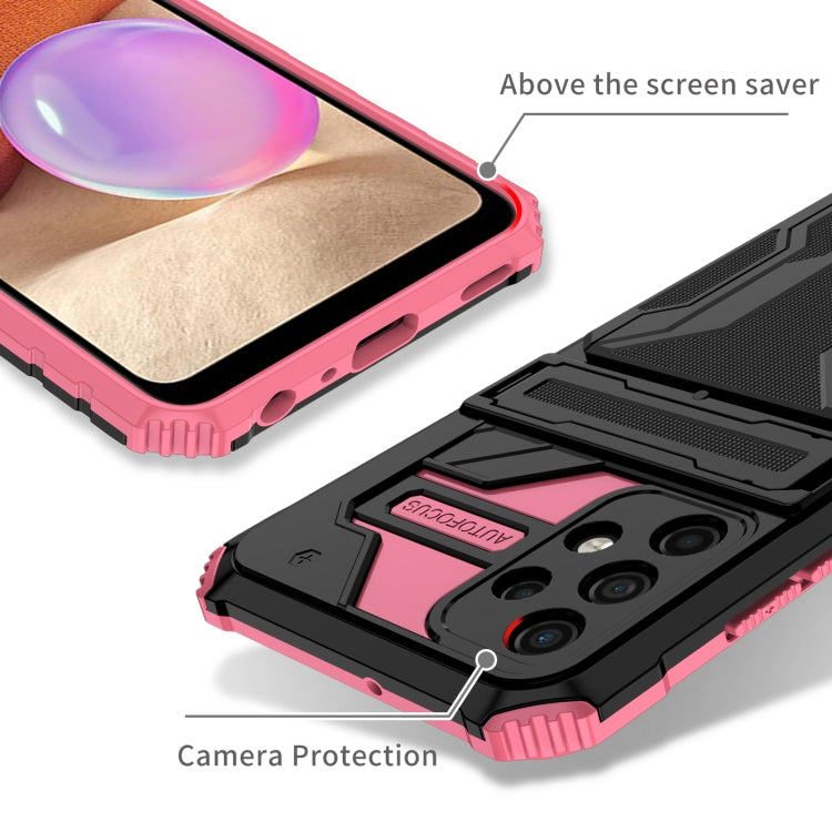 For Samsung Galaxy A32 4G Armor Card PC + TPU Shockproof Case with Card Slot & Invisible Holder