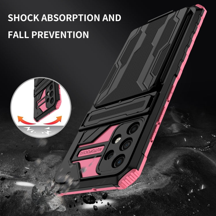 For Samsung Galaxy A32 4G Armor Card PC + TPU Shockproof Case with Card Slot & Invisible Holder