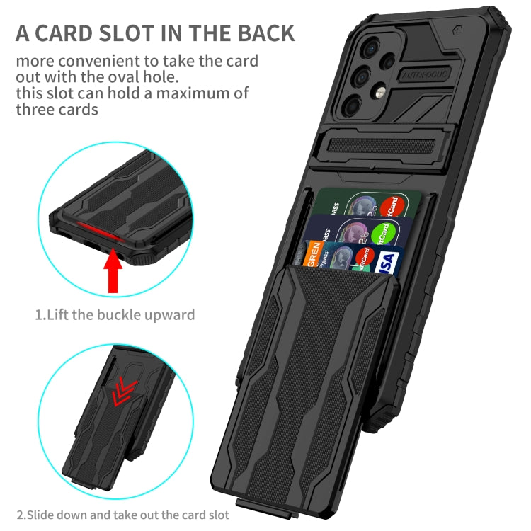For Samsung Galaxy A32 4G Armor Card PC + TPU Shockproof Case with Card Slot & Invisible Holder