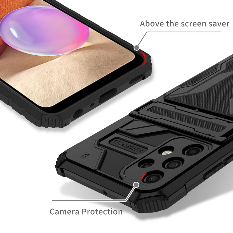 For Samsung Galaxy A32 4G Armor Card PC + TPU Shockproof Case with Card Slot & Invisible Holder