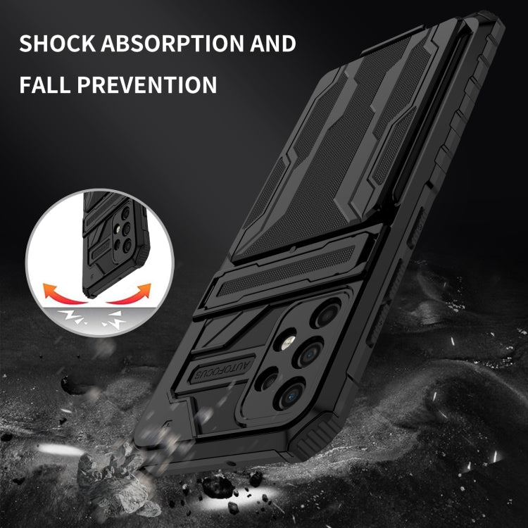 For Samsung Galaxy A32 4G Armor Card PC + TPU Shockproof Case with Card Slot & Invisible Holder