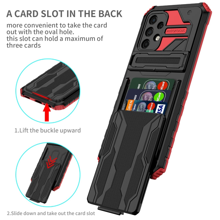 For Samsung Galaxy A32 4G Armor Card PC + TPU Shockproof Case with Card Slot & Invisible Holder