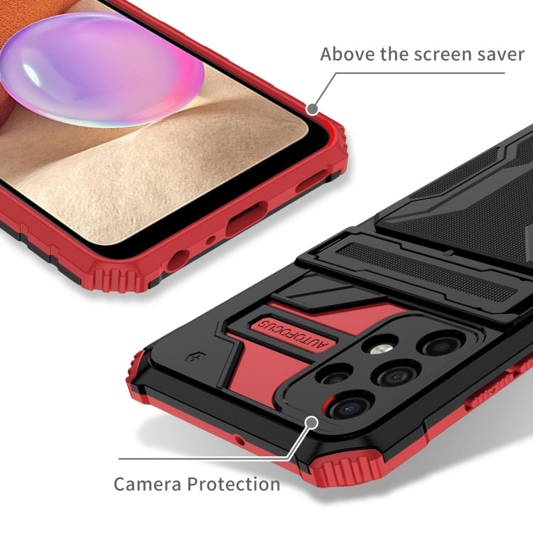 For Samsung Galaxy A32 4G Armor Card PC + TPU Shockproof Case with Card Slot & Invisible Holder