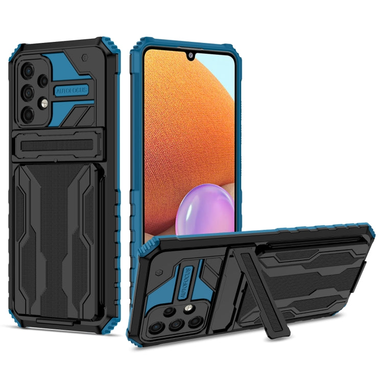 For Samsung Galaxy A32 4G Armor Card PC + TPU Shockproof Case with Card Slot & Invisible Holder