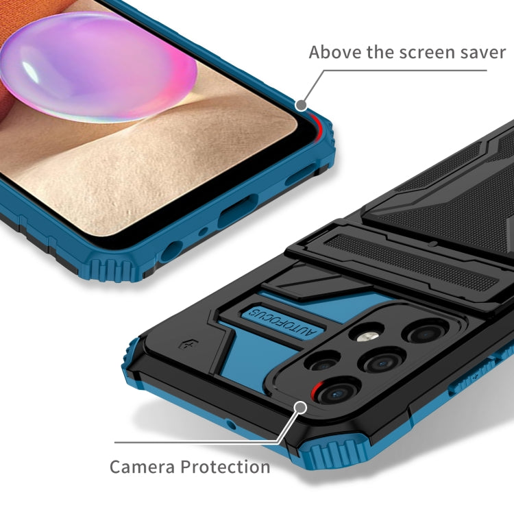 For Samsung Galaxy A32 4G Armor Card PC + TPU Shockproof Case with Card Slot & Invisible Holder
