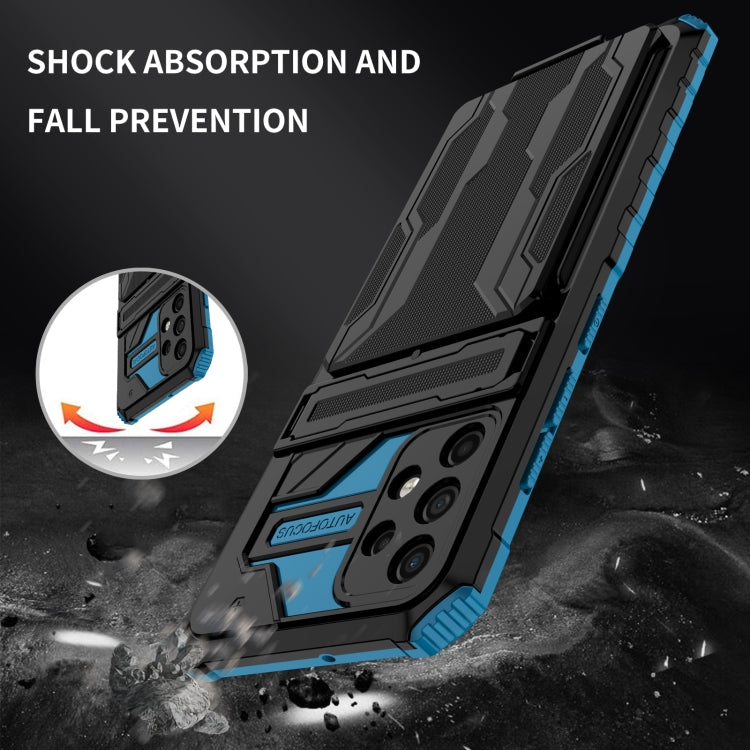For Samsung Galaxy A32 4G Armor Card PC + TPU Shockproof Case with Card Slot & Invisible Holder