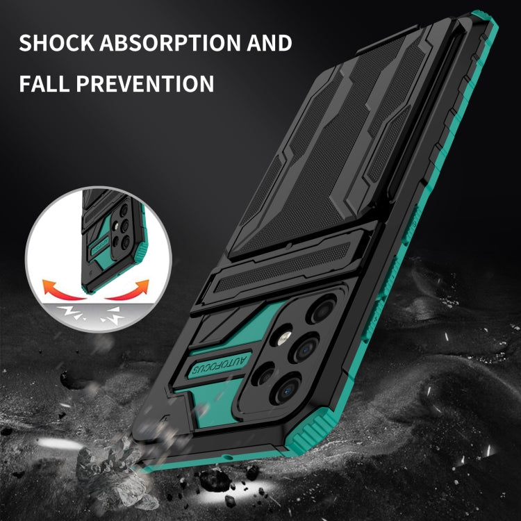 For Samsung Galaxy A32 4G Armor Card PC + TPU Shockproof Case with Card Slot & Invisible Holder