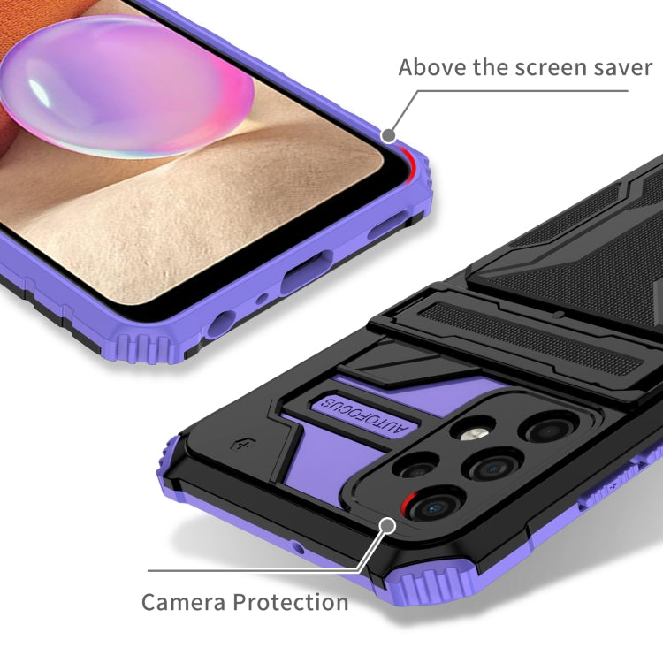 For Samsung Galaxy A32 4G Armor Card PC + TPU Shockproof Case with Card Slot & Invisible Holder