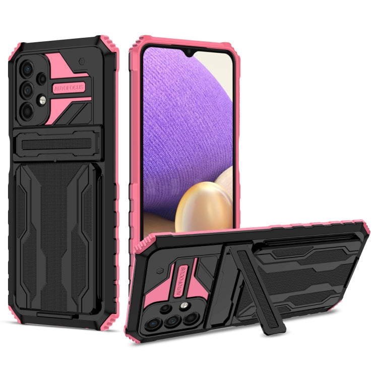 For Samsung Galaxy A32 5G Armor Card PC + TPU Shockproof Case with Card Slot & Invisible Holder
