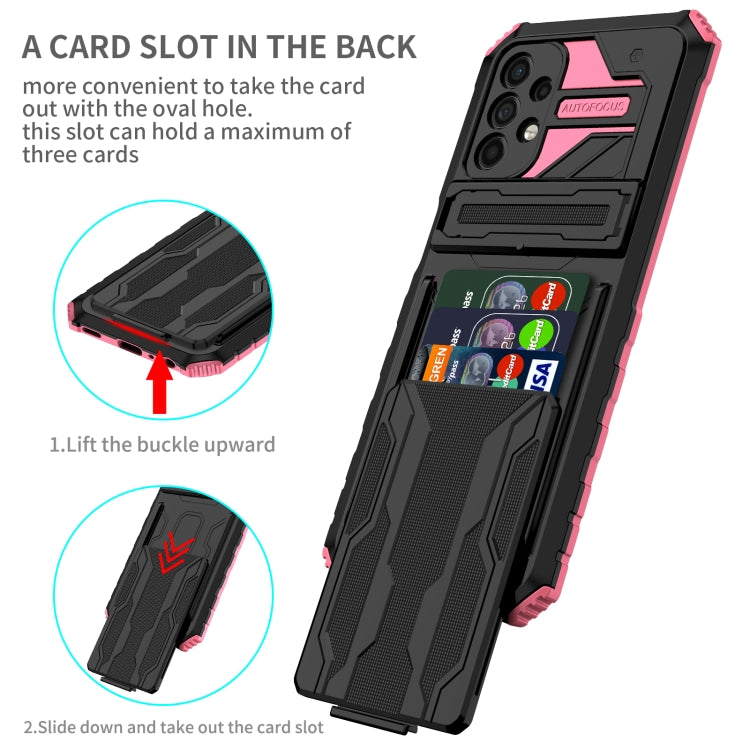 For Samsung Galaxy A32 5G Armor Card PC + TPU Shockproof Case with Card Slot & Invisible Holder