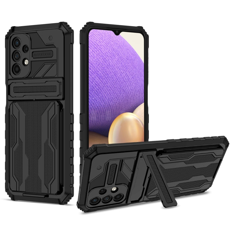 For Samsung Galaxy A32 5G Armor Card PC + TPU Shockproof Case with Card Slot & Invisible Holder