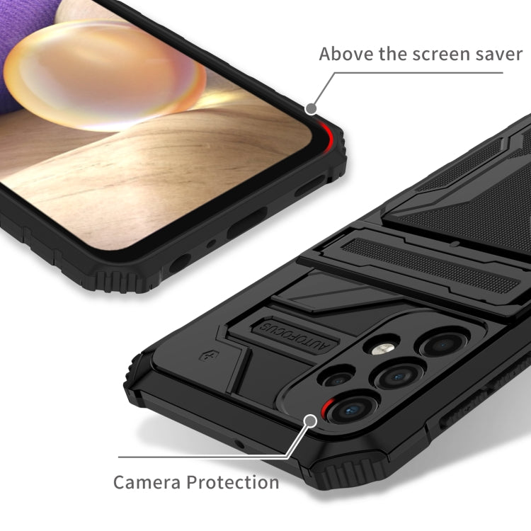 For Samsung Galaxy A32 5G Armor Card PC + TPU Shockproof Case with Card Slot & Invisible Holder