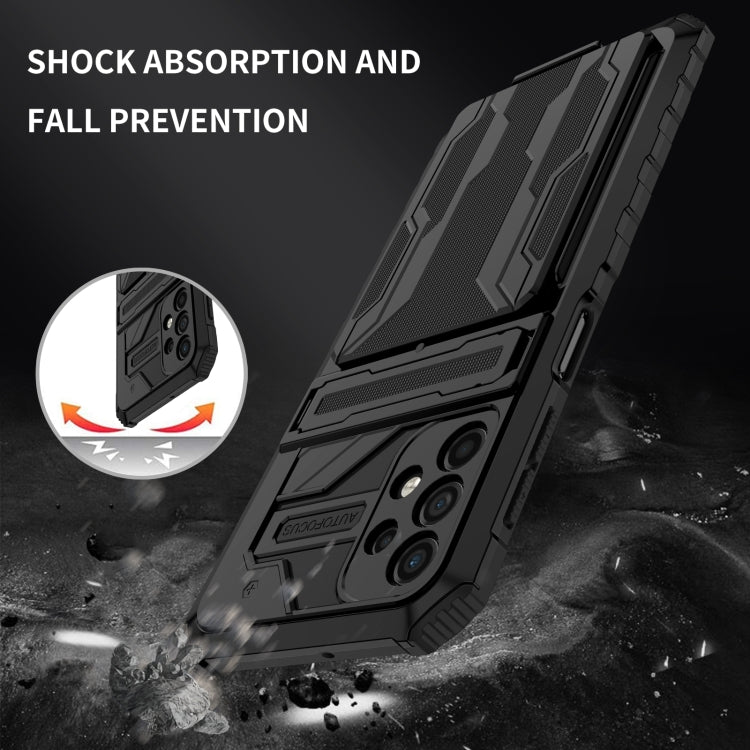For Samsung Galaxy A32 5G Armor Card PC + TPU Shockproof Case with Card Slot & Invisible Holder