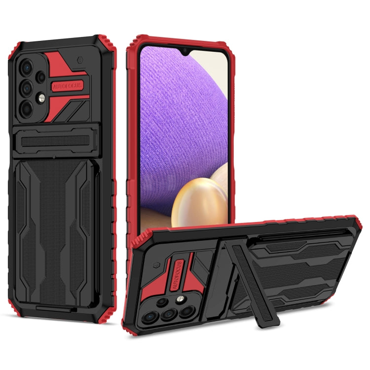 For Samsung Galaxy A32 5G Armor Card PC + TPU Shockproof Case with Card Slot & Invisible Holder