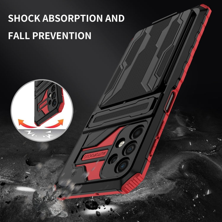 For Samsung Galaxy A32 5G Armor Card PC + TPU Shockproof Case with Card Slot & Invisible Holder