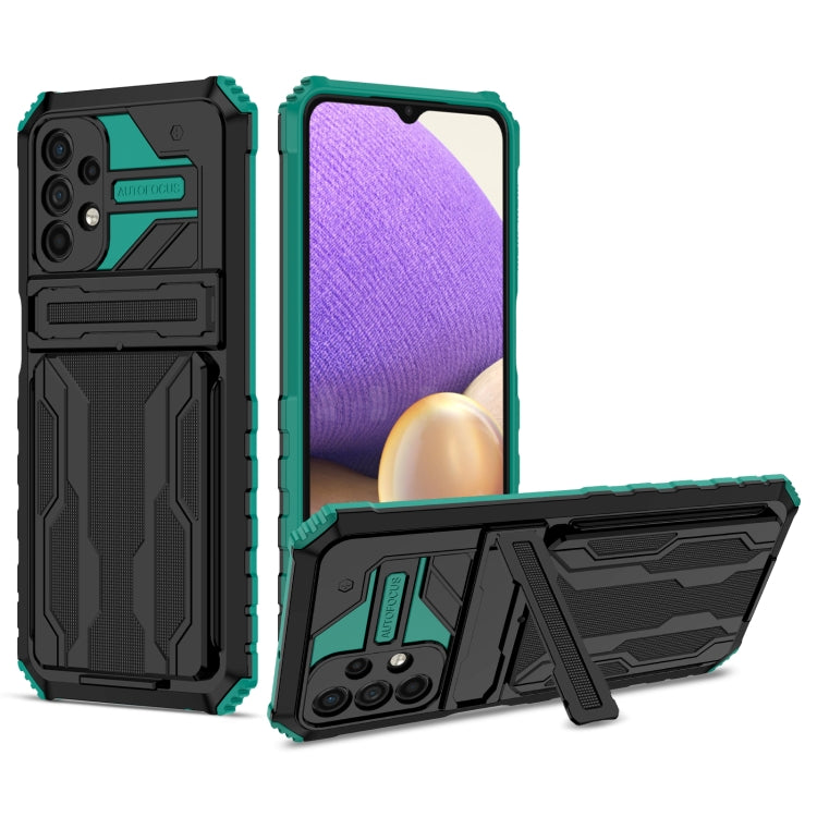 For Samsung Galaxy A32 5G Armor Card PC + TPU Shockproof Case with Card Slot & Invisible Holder