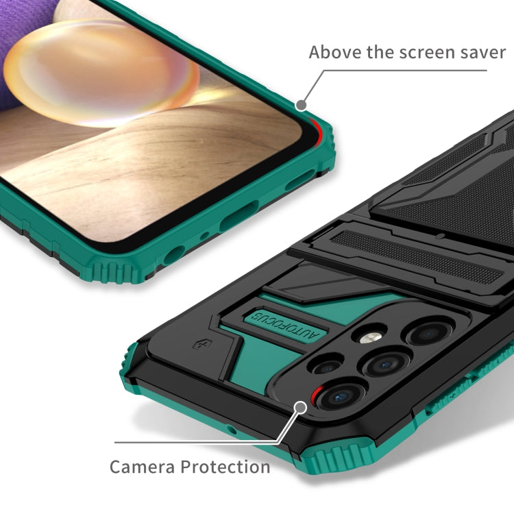 For Samsung Galaxy A32 5G Armor Card PC + TPU Shockproof Case with Card Slot & Invisible Holder