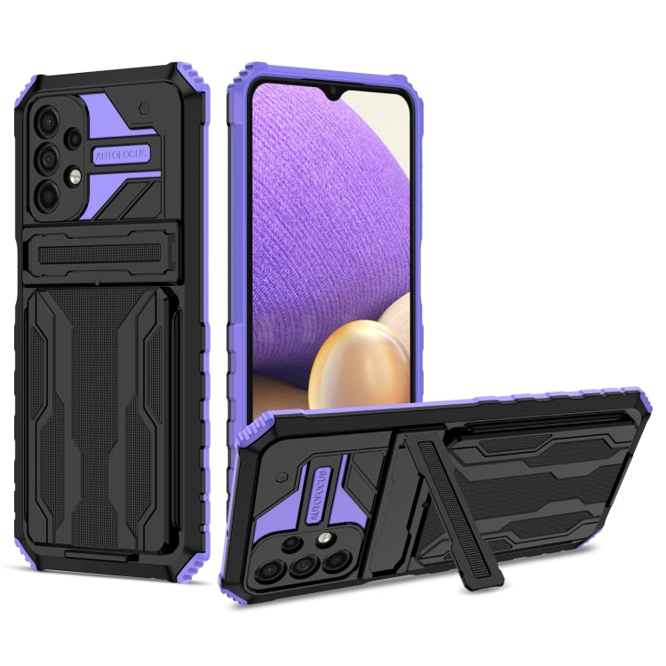 For Samsung Galaxy A32 5G Armor Card PC + TPU Shockproof Case with Card Slot & Invisible Holder