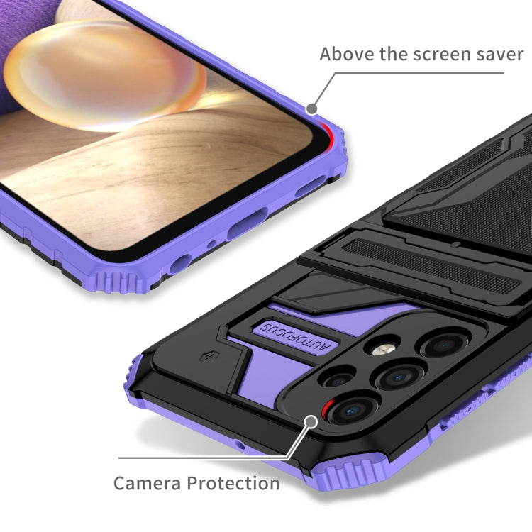 For Samsung Galaxy A32 5G Armor Card PC + TPU Shockproof Case with Card Slot & Invisible Holder