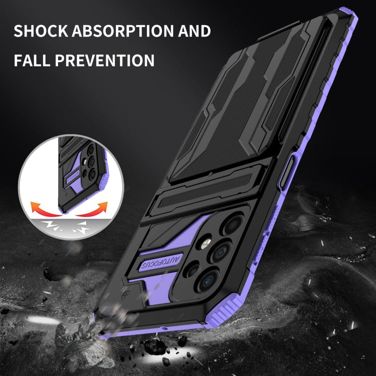 For Samsung Galaxy A32 5G Armor Card PC + TPU Shockproof Case with Card Slot & Invisible Holder