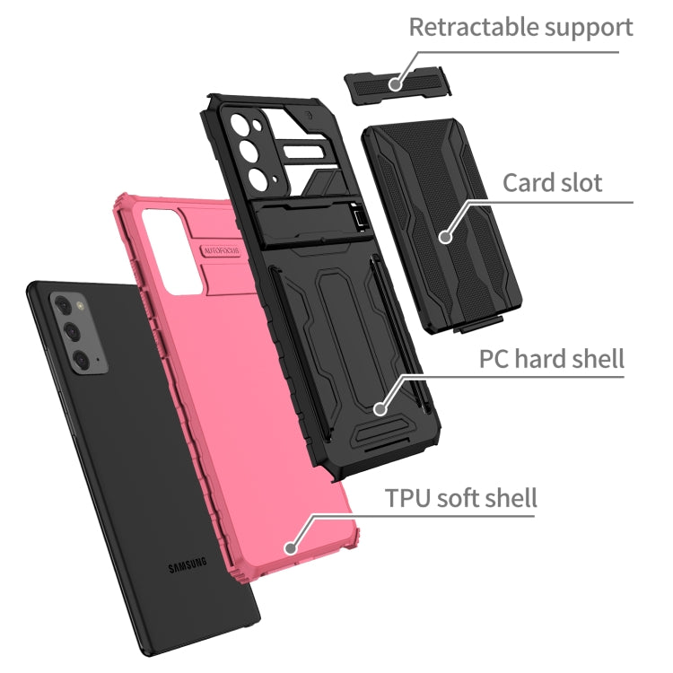 For Samsung Galaxy Note 20 Armor Card PC + TPU Shockproof Case with Card Slot & Invisible Holder