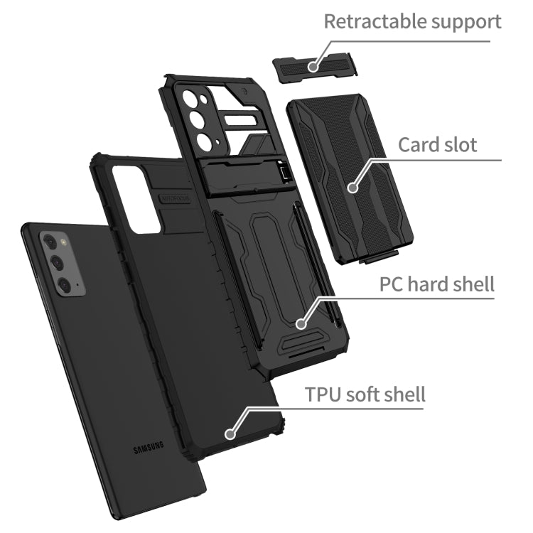 For Samsung Galaxy Note 20 Armor Card PC + TPU Shockproof Case with Card Slot & Invisible Holder