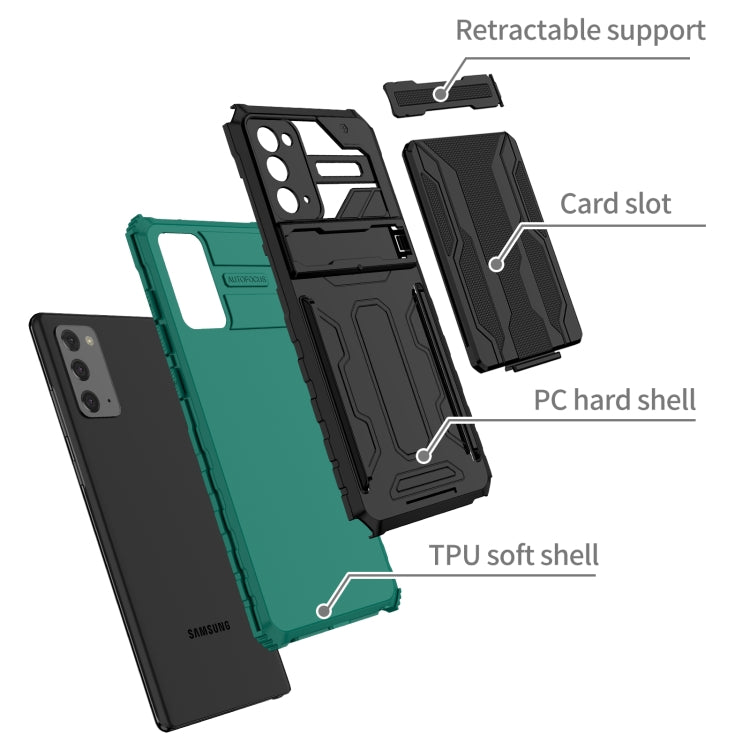 For Samsung Galaxy Note 20 Armor Card PC + TPU Shockproof Case with Card Slot & Invisible Holder