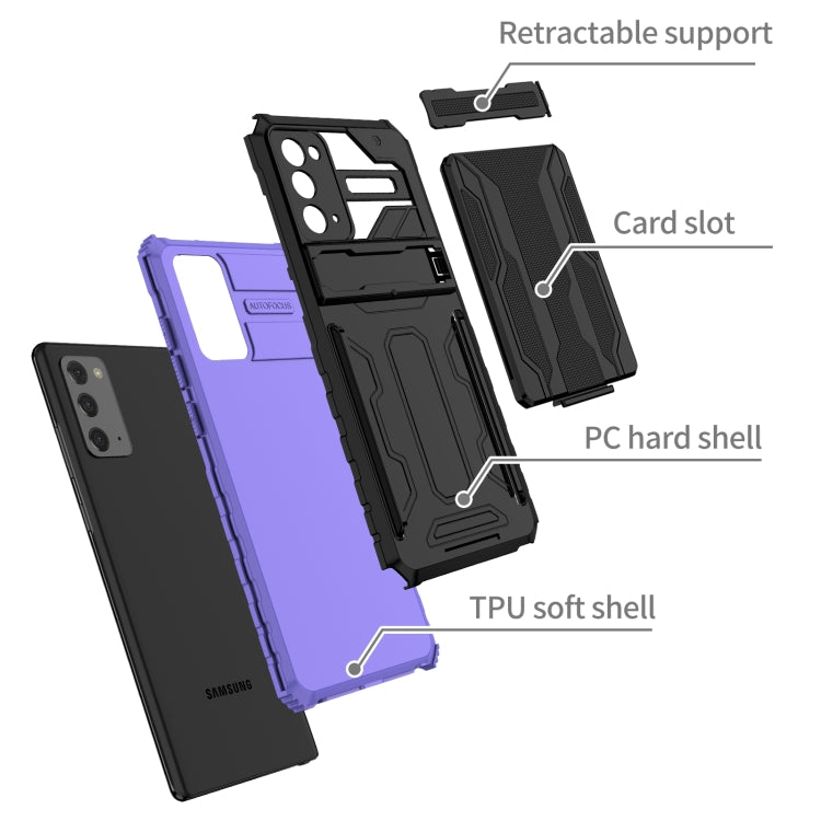 For Samsung Galaxy Note 20 Armor Card PC + TPU Shockproof Case with Card Slot & Invisible Holder