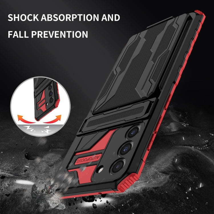 For Samsung Galaxy S21 FE 5G Armor Card PC + TPU Shockproof Case with Card Slot & Invisible Holder