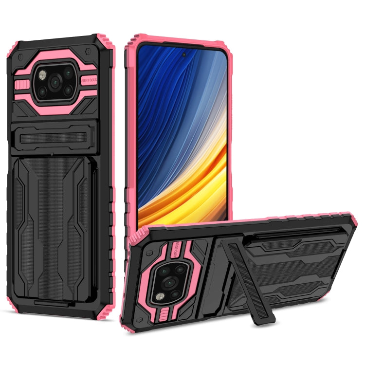 For Xiaomi Poco X3 Armor Card PC + TPU Shockproof Case with Card Slot & Invisible Holder