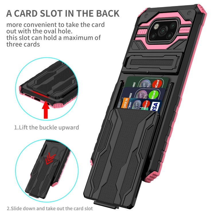 For Xiaomi Poco X3 Armor Card PC + TPU Shockproof Case with Card Slot & Invisible Holder