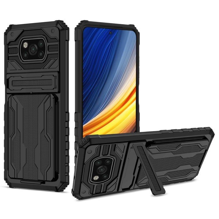 For Xiaomi Poco X3 Armor Card PC + TPU Shockproof Case with Card Slot & Invisible Holder