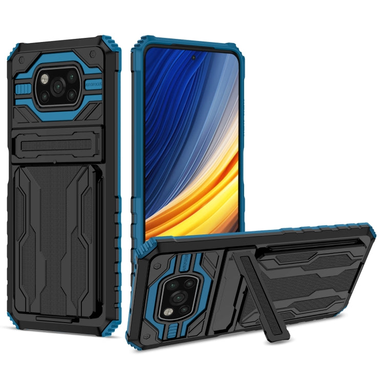 For Xiaomi Poco X3 Armor Card PC + TPU Shockproof Case with Card Slot & Invisible Holder