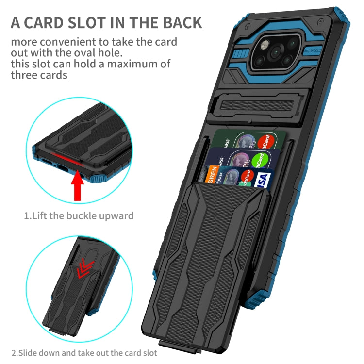 For Xiaomi Poco X3 Armor Card PC + TPU Shockproof Case with Card Slot & Invisible Holder