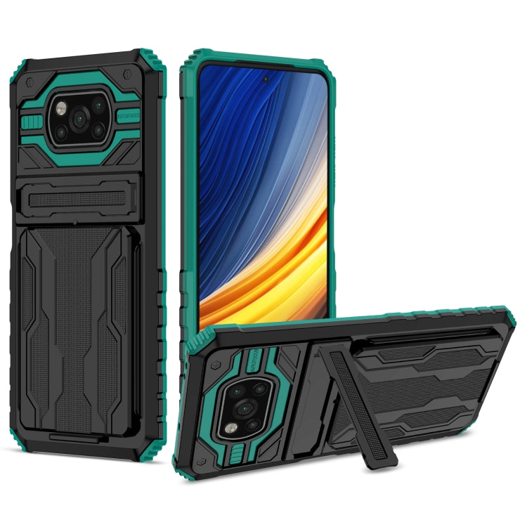 For Xiaomi Poco X3 Armor Card PC + TPU Shockproof Case with Card Slot & Invisible Holder