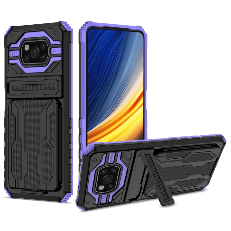 For Xiaomi Poco X3 Armor Card PC + TPU Shockproof Case with Card Slot & Invisible Holder