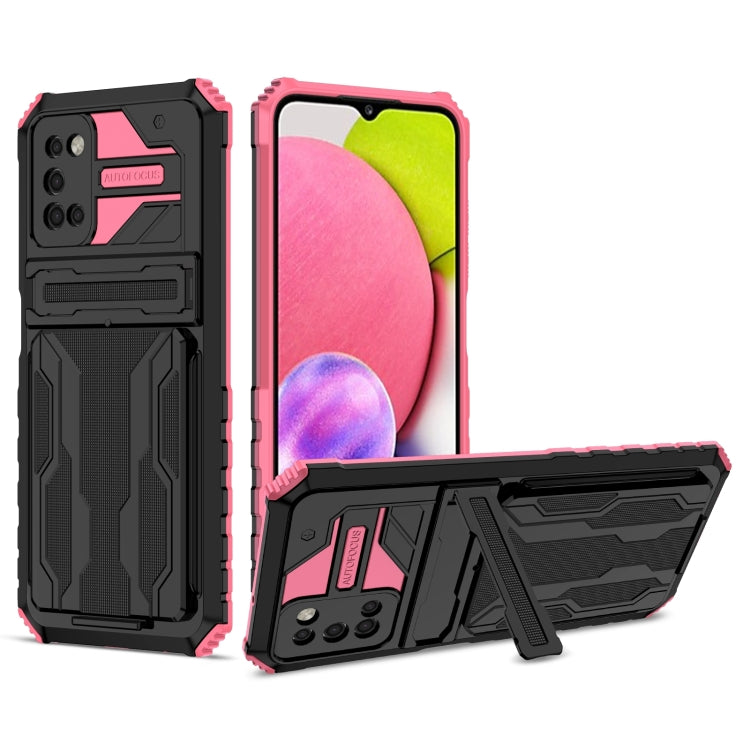 For Samsung Galaxy A03s 166mm Armor Card PC + TPU Shockproof Case with Card Slot & Invisible Holder