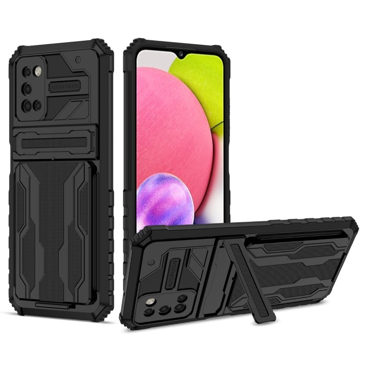 For Samsung Galaxy A03s 166mm Armor Card PC + TPU Shockproof Case with Card Slot & Invisible Holder