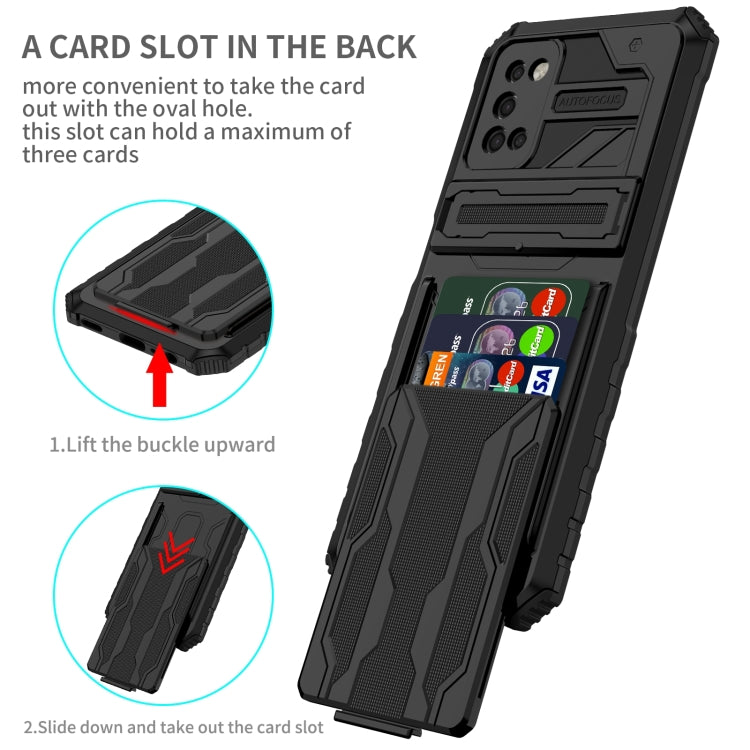 For Samsung Galaxy A03s 166mm Armor Card PC + TPU Shockproof Case with Card Slot & Invisible Holder