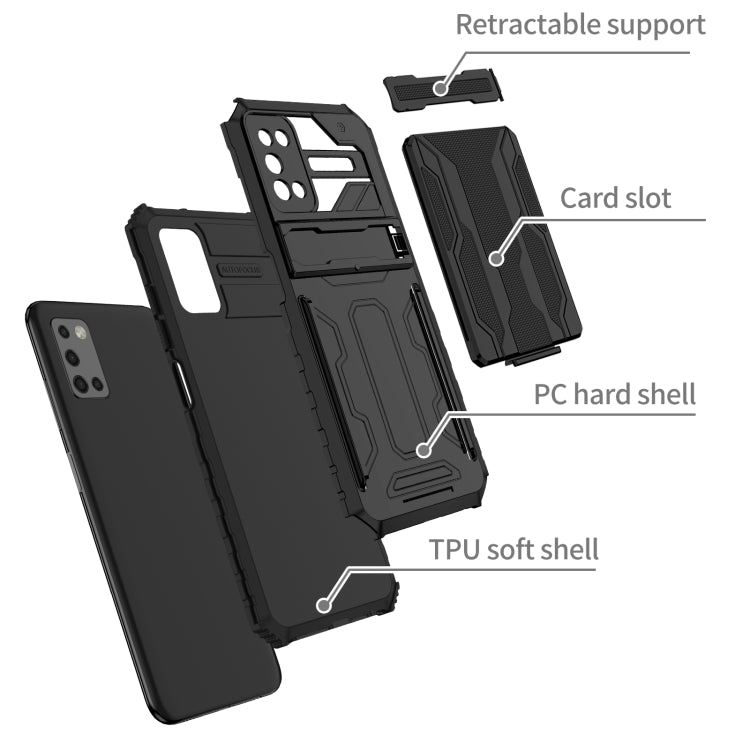 For Samsung Galaxy A03s 166mm Armor Card PC + TPU Shockproof Case with Card Slot & Invisible Holder