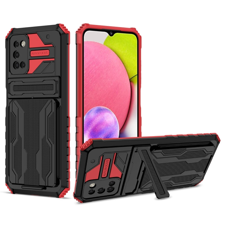 For Samsung Galaxy A03s 166mm Armor Card PC + TPU Shockproof Case with Card Slot & Invisible Holder