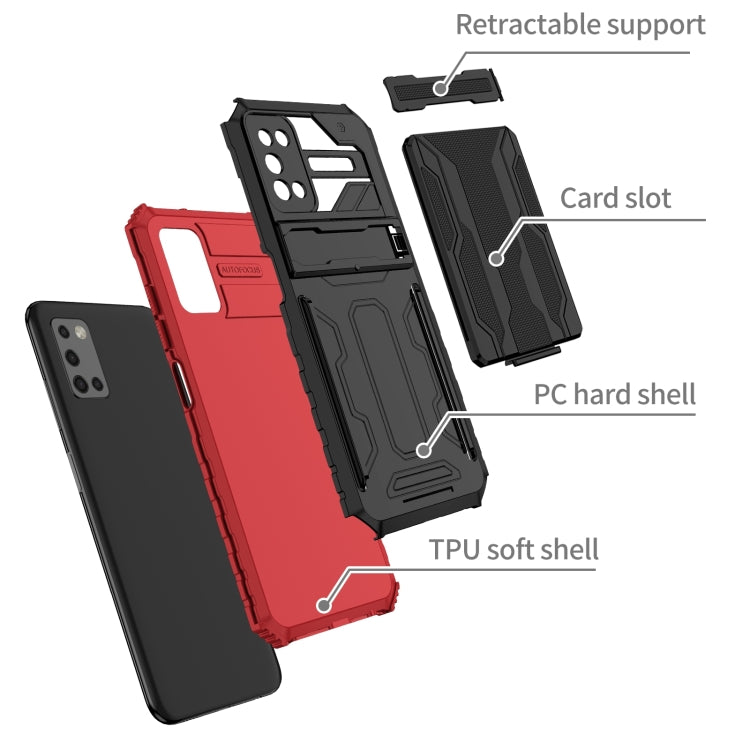 For Samsung Galaxy A03s 166mm Armor Card PC + TPU Shockproof Case with Card Slot & Invisible Holder