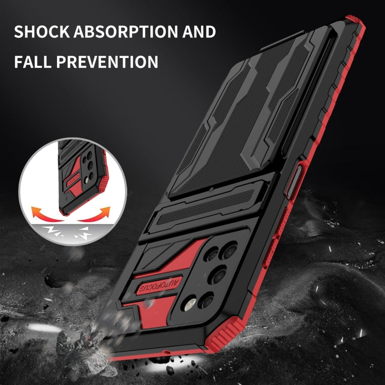 For Samsung Galaxy A03s 166mm Armor Card PC + TPU Shockproof Case with Card Slot & Invisible Holder