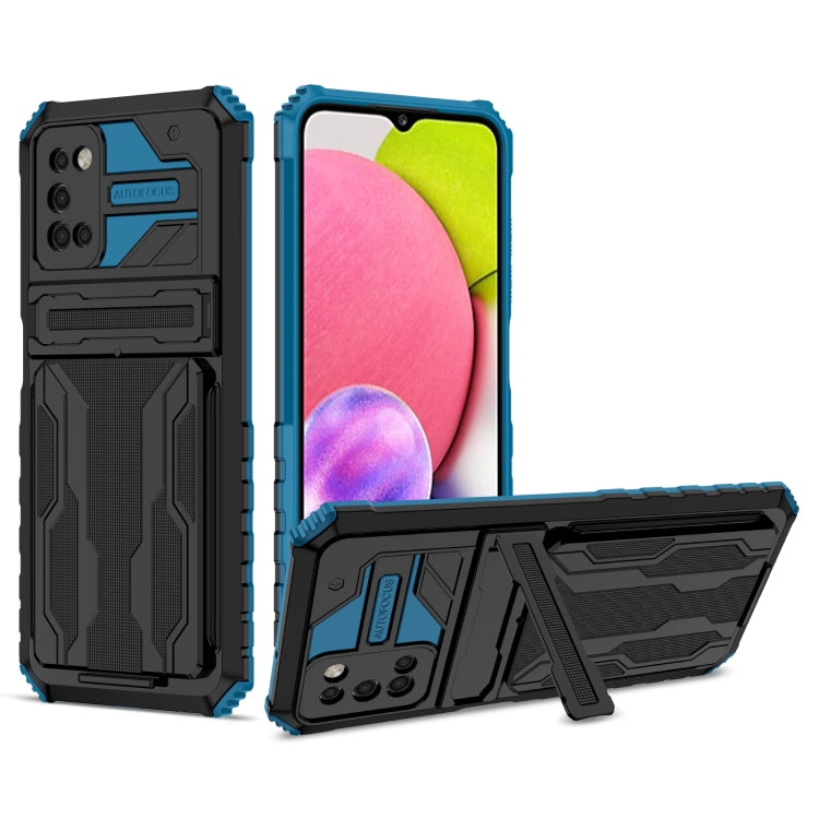 For Samsung Galaxy A03s 166mm Armor Card PC + TPU Shockproof Case with Card Slot & Invisible Holder