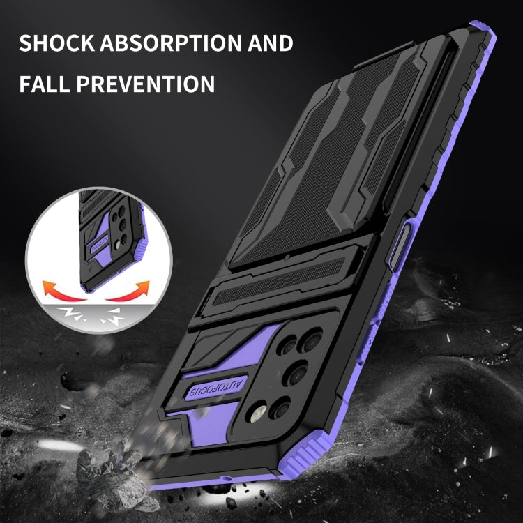 For Samsung Galaxy A03s 166mm Armor Card PC + TPU Shockproof Case with Card Slot & Invisible Holder